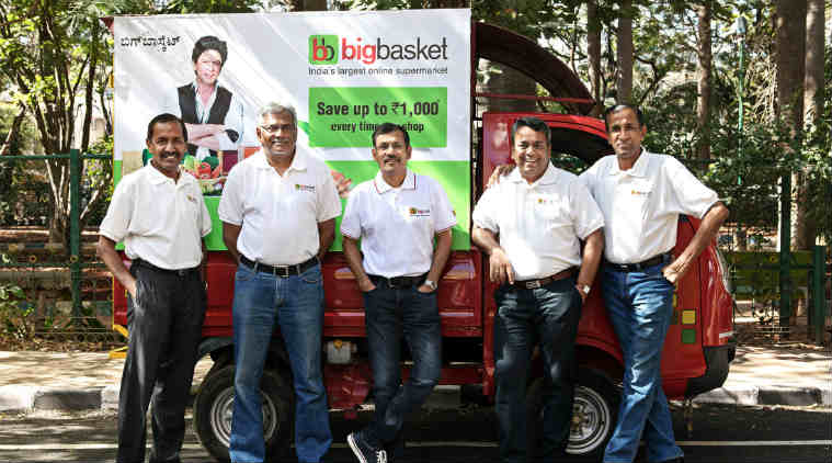 Bigbasket market value, Indian e-grocery options, Bigbasket Alibaba investment, dotcom revolution, Amazon, Bigbasket founders, Flipkart, Indian retail stores, large-format supermarket