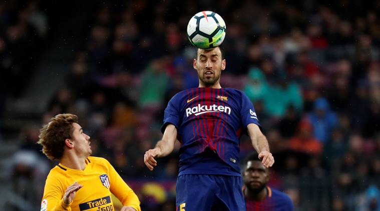 Barcelona's Sergio Busquets against Atletico Madrid at the Camp Nou