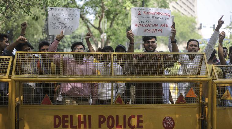 Angry over CBSE re-test, students hold protests