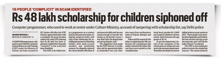 The Indian Express had first reported about scholarship money being siphoned on February 13.