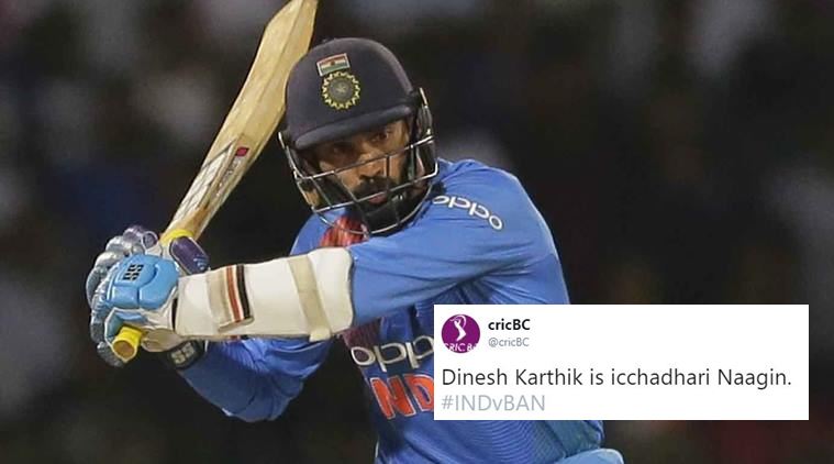 Twitter Abuzz With Dinesh Karthik Memes ‘naagin Dance Jokes Following Indias Dramatic Win