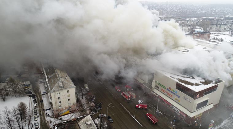 Russia fire, Russia shopping mall fire, shopping mall Siberia fire, shopping centre fire, World news, Indian express