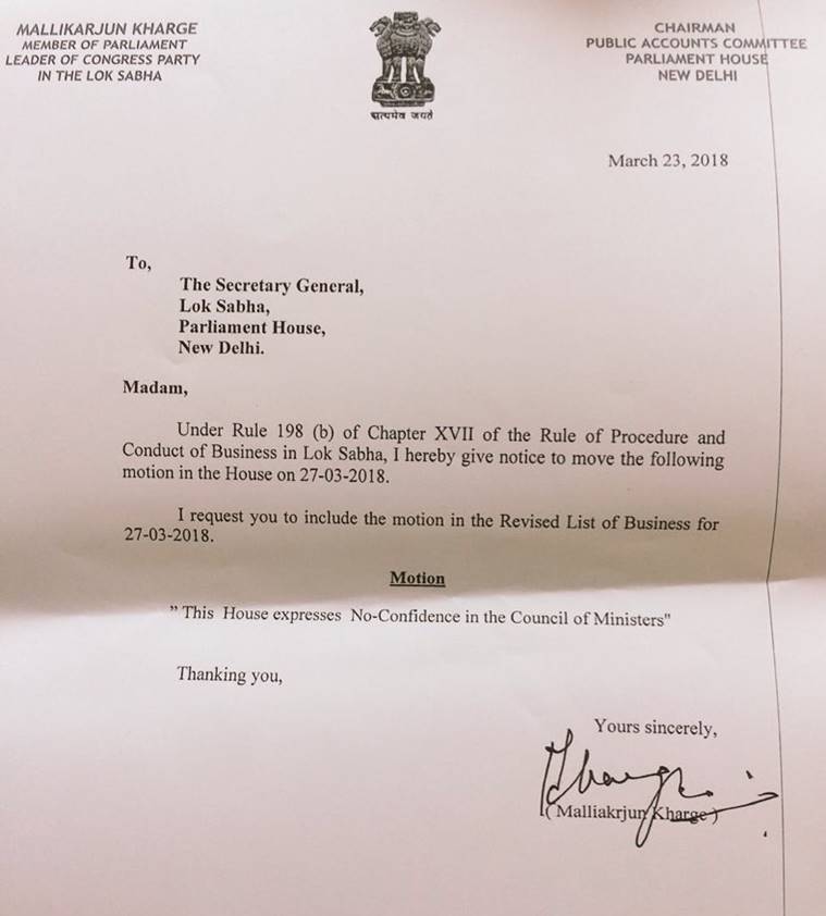 no confidence motion, congress, Congress no confidence motion, tdp, ysr, parliament, india news, indian express news
