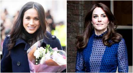 Kate Middleton and Meghan Markle colour coordinate in blue during first official appearance