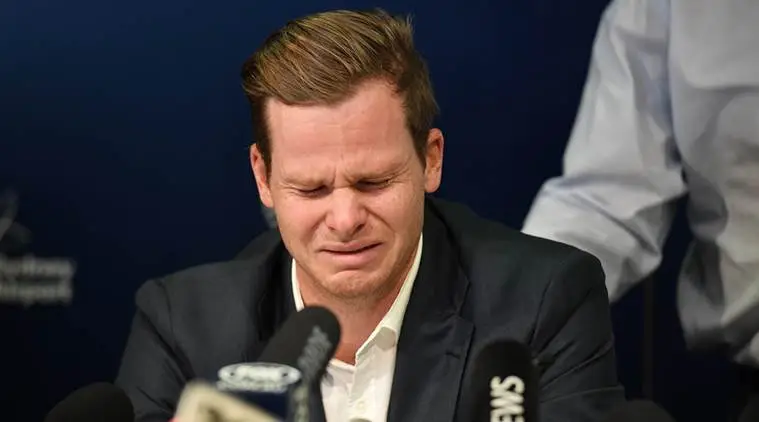 Image result for smith in tears ball tampering cricket images