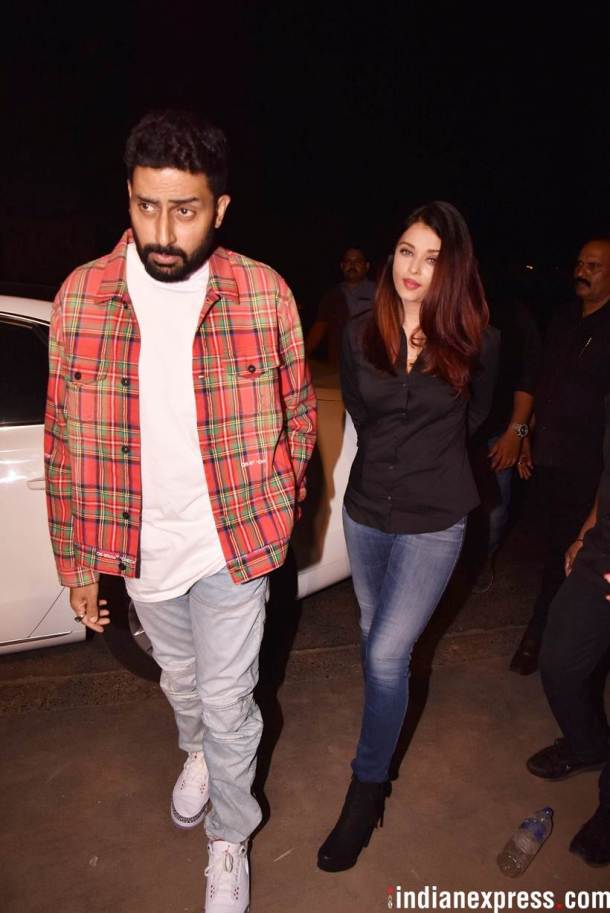 abhishek bachchan with aishwarya celebrates football match win