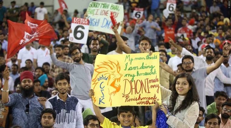 Fans during the KXIP vs CSK game in the IPL