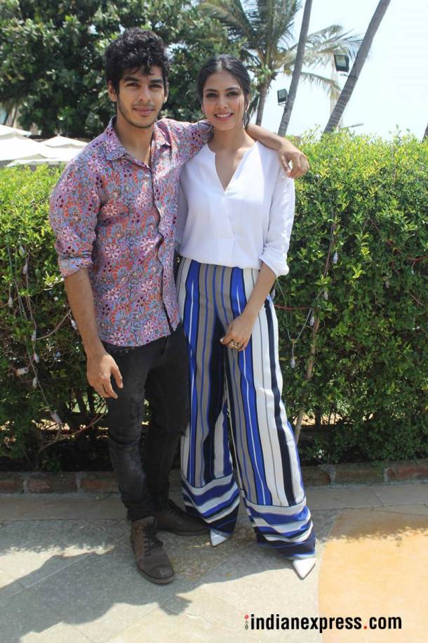 Ishaan Khattar and Malavika Mohanan promoting beyond the clouds