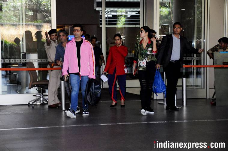 Katrina Kaif, Karan Johar, Celeb airport looks, Katrina kaif airport looks, karan johar fashion, celeb fashion, fashion tips, celeb fashion tips, lifestyle news, fashion tips, indian express, indian express news