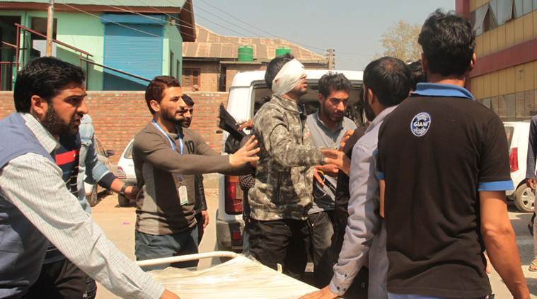 At least 25 civilians suffered pellet injuries in the incident. (Express photo/Shuaib Masoodi)