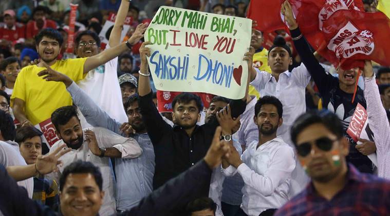 Fans during the KXIP vs CSK game in the IPL