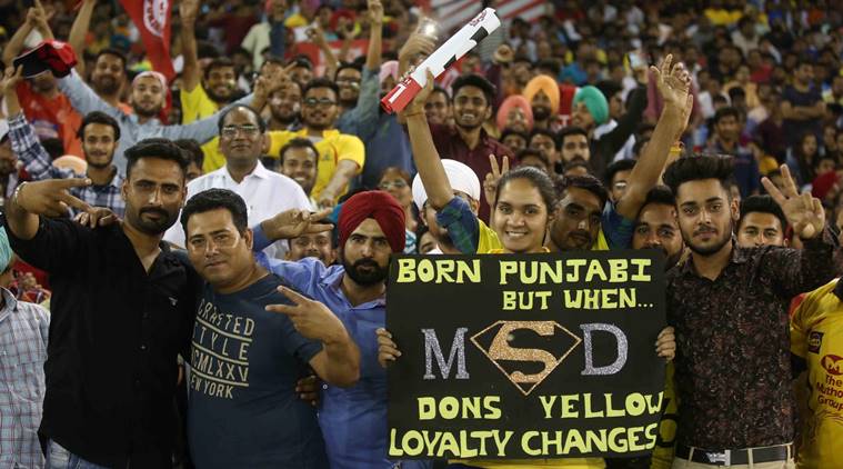 Fans during the KXIP vs CSK game in the IPL
