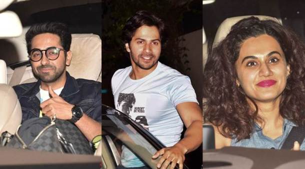 Ayushmann Khurrana, varun dhawan and taapsee pannu at october screening