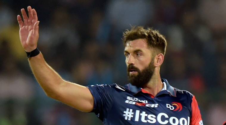 Liam Plunkett of Delhi Daredevils against Kings XI Punjab in IPL 2018