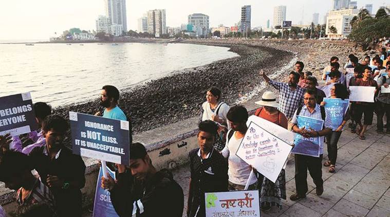  mumbai students protest, Protest against fund cuts, mumbai ambedkar jayanti, worli, haji ali, mumbai protest, march for science