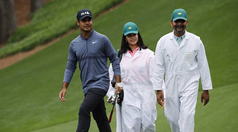 Shubhankar Sharma in action at Augusta Masters