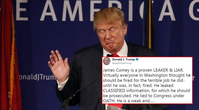 Donald trump, james comey, donald trump on james comey, donald trump calls james comey slime ball, merriem webster slime ball, indian express, indian express news