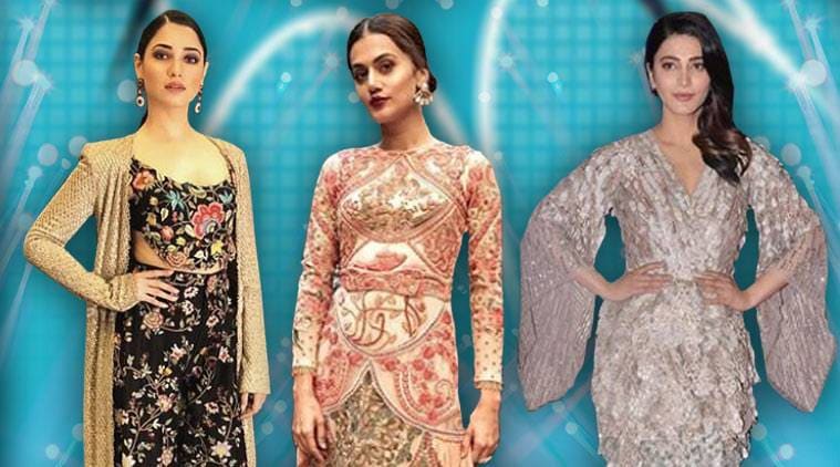 Zee Apsara Awards 2018, Taapsee Pannu, Taapsee Pannu fashion, Taapsee Pannu Varun Bahl Couture, Shruti Haasan, Shruti Haasan fashion, Shruti Haasan Pallavi Mohan, Tamannaah Bhatia, Tamannaah Bhatia fashion, Tamannaah Bhatia Anamika Khanna, indian express, indian express news