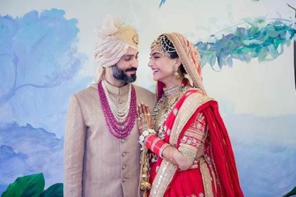 sonam kapoor and anand ahuja on their wedding