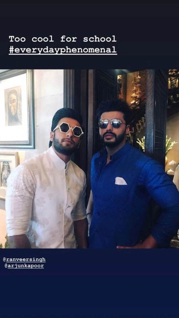 ranveer singh and arjun kapoor at sonam kapoor's wedding