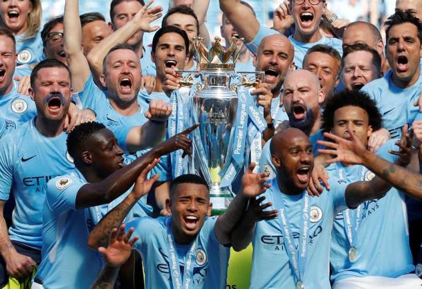 Manchester City lift English Premier League 2018 trophy