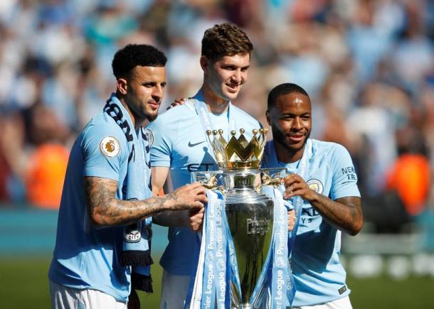 Manchester City lift English Premier League 2018 trophy