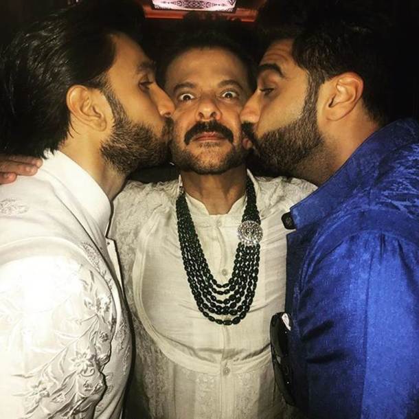 anil kapoor, arjun kapoor and ranveer singh at sonam kapoor's wedding