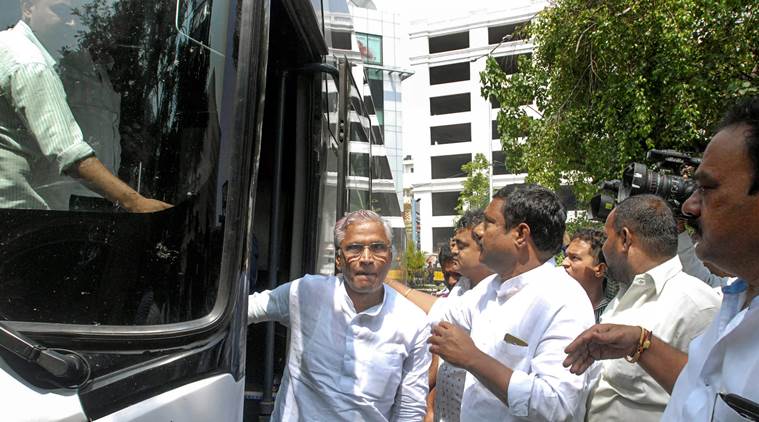 Ahead of karnataka floor test, congress and jds MLAs taken to hyderabad
