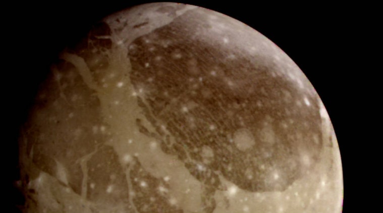 NASA Galileo probe, Ganymede atmosphere, Jupiter moons, magnetic environment, NASA Goddard Space Flight Centre, polar regions, magnetic storms, plasma rain