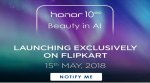 Honor 10 India launch set for May 15, 'Notify Me' page goes live on Flipkart
