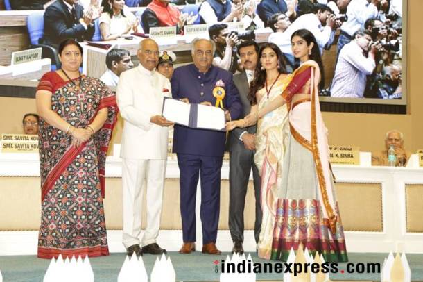 Boney Kapoor, Janhvi and Khushi received Sridevi's award at the National Film Awards