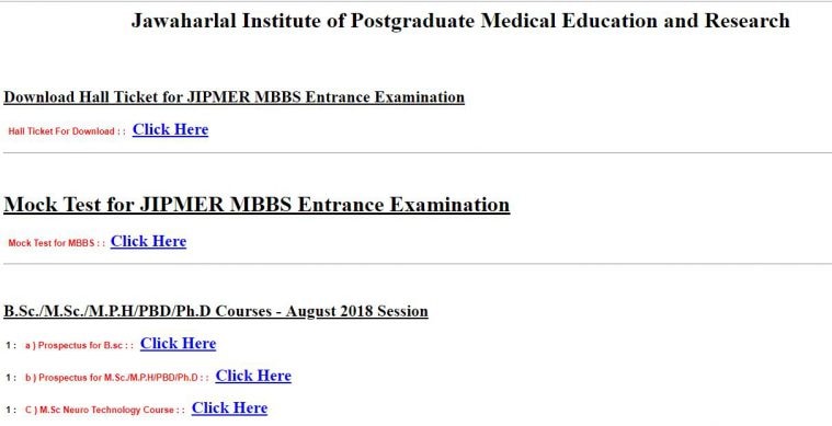 JIPMER MBBS admit card, jipmer.edu.in, JIPMER MBBS exam admit card