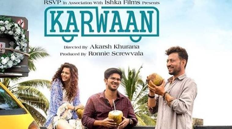 a poster of karwaan movie