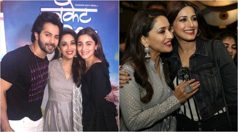 madhuri dixit with varun dhawan, alia bhatt and sonali bendre