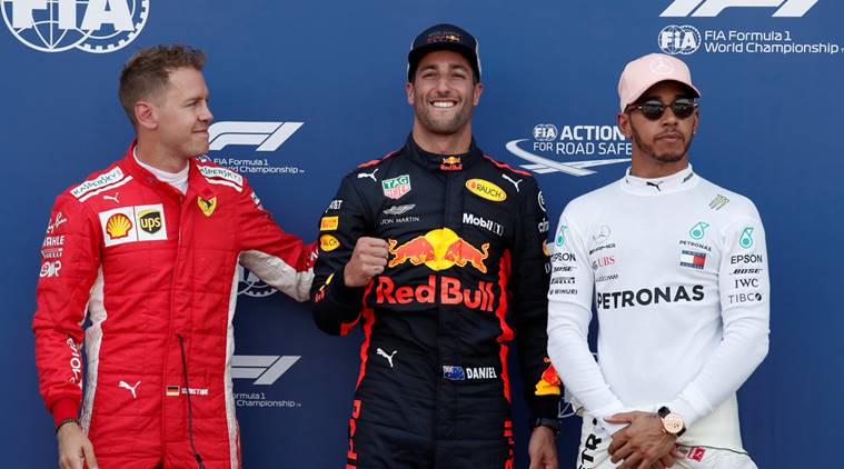 Sebastian Vettel, Daniel Ricciardo and Lewis Hamilton at Monaco Grand Prix