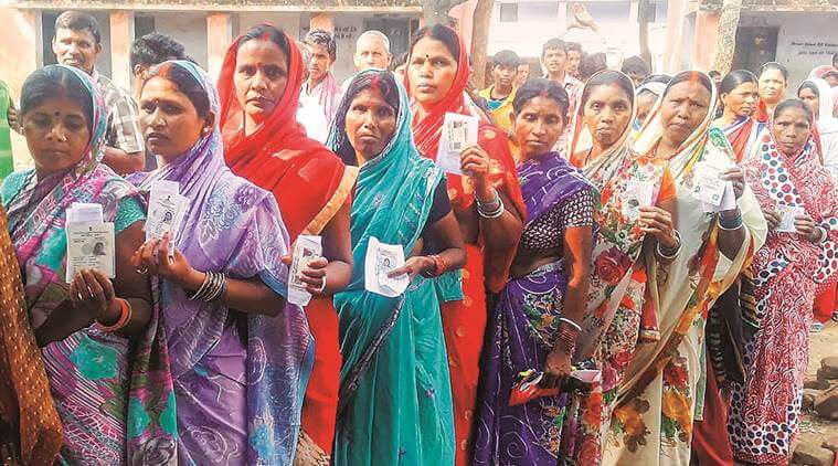 At a polling booth in Gomia, Jharkhand on Monday. (PTI)