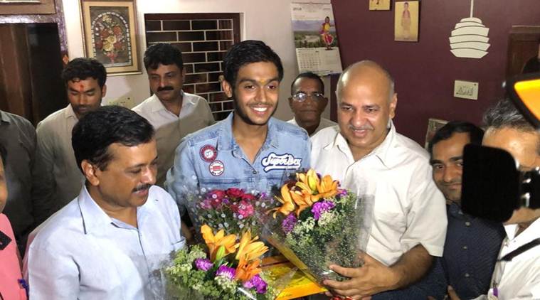 Delhi CM Arvind Kejriwal, DyCM Manish Sisodia visit Delhi's CBSE Class 12 exam toppers