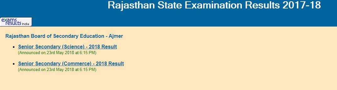 RBSE 12th result 2018, bser, 12th result 2018