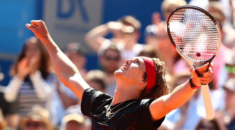Germany's Alexander Zverev celebrates winning the final against Germany's Philipp Kohlschreiber in Munich