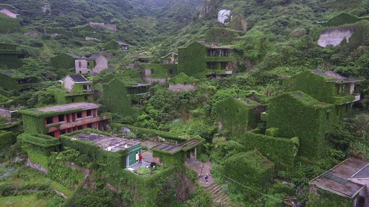 An abandoned Chinese village now engulfed by nature