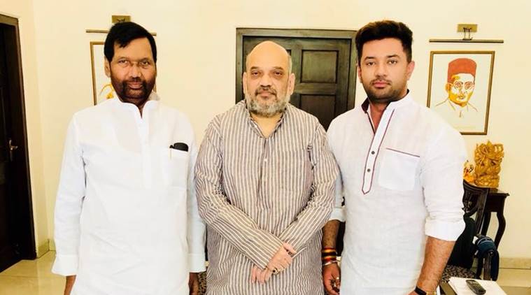 LJP, Amit Shah, Ram Vilas Paswan, Chirag Paswan, Bihar special status, SC/ST Act, BJP chief, India news, Indian express news