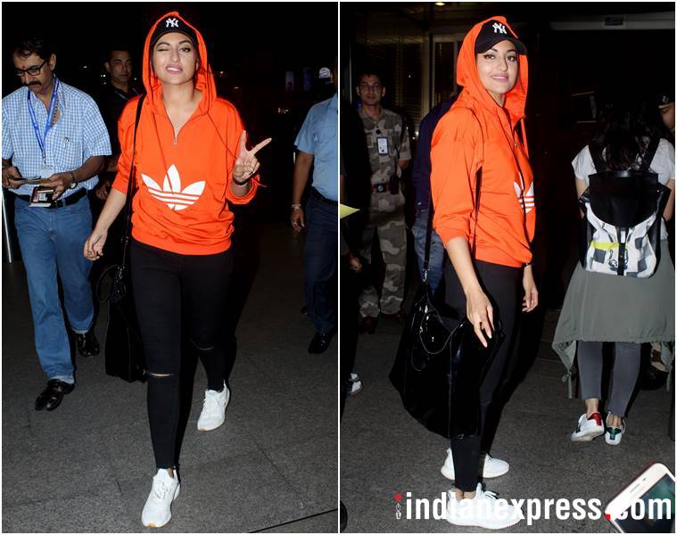 Sonakshi Sinha, Sonakshi Sinha latest photos, Sonakshi Sinha fashion, Sonakshi Sinha Reem Acra, Sonakshi Sinha black gown, Sonakshi Sinha Women India association, indian express, indian express news
