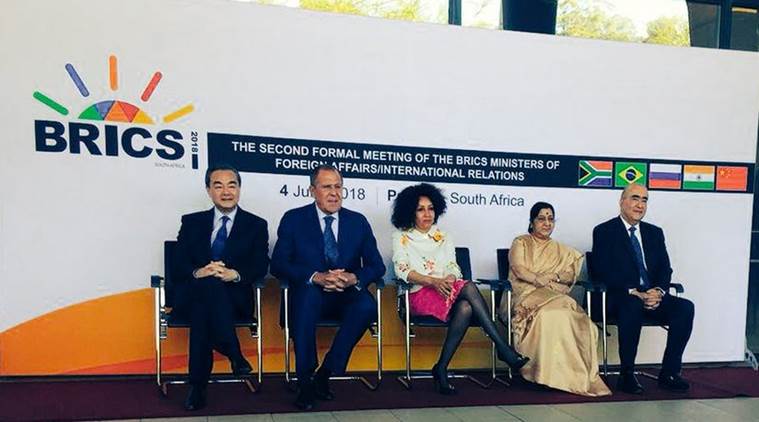 External Affairs Minister Sushma Swaraj at the BRICS meet. (Twitter/@MEAIndia)