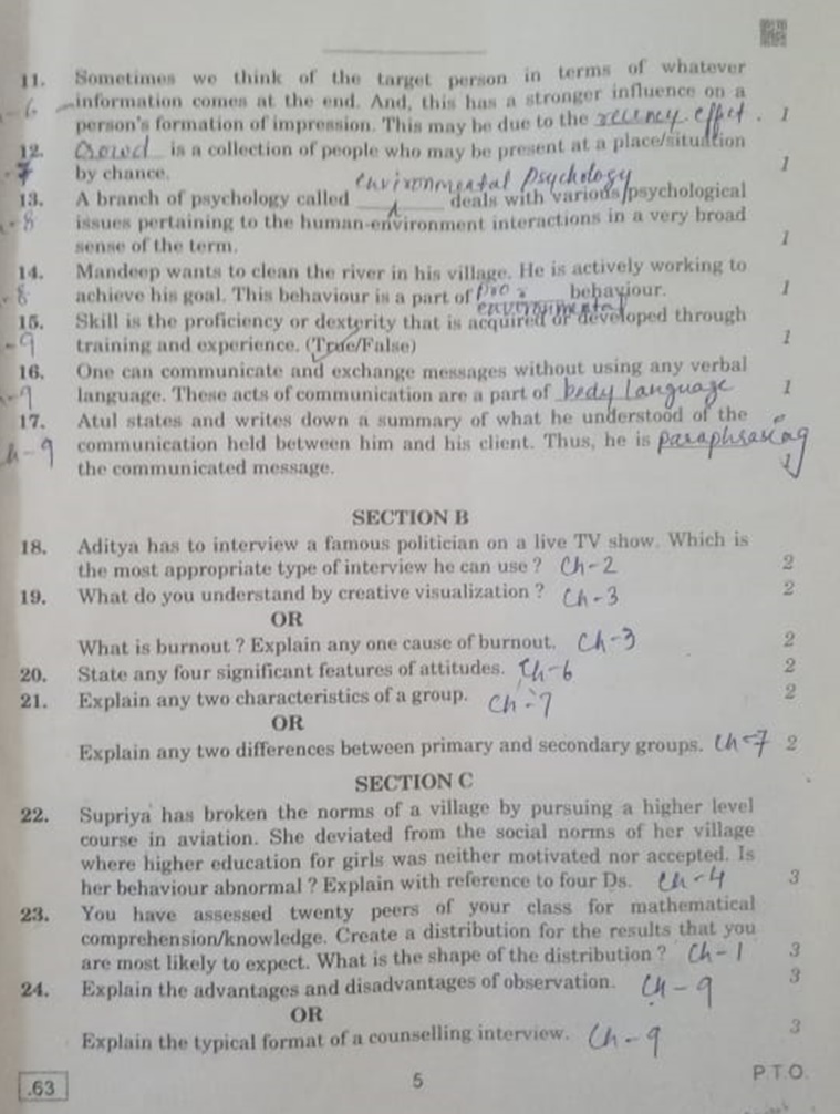 CBSE Class Psychology Exam Analysis And Question Paper Education 26240