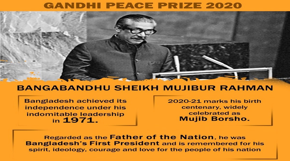 Gandhi Peace Prize 2020 Conferred On Sheikh Mujibur Rahman 2019 Prize