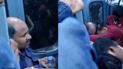After passengers inside deny entry, angry man breaks train door's glass; viral video sparks concern