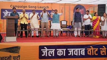 AAP launches Lok Sabha campaign song 'jail ke jawab mein hum vote denge'
