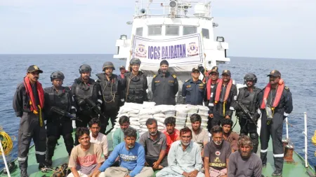 Drugs worth Rs 600 cr seized from Pak boat  on way to Sri Lanka; 14 crew members held