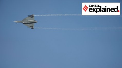 The ill-fated Tejas moments before crashing at the Dubai Air Show. (AP Photo/Jon Gambrell)