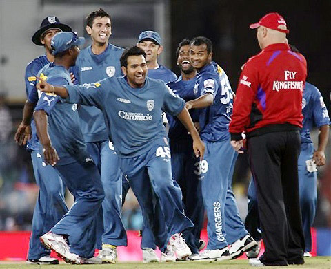 Deccan Chargers Rohit Sharma is bowled by Kings XI Punjab bowler